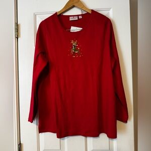 🦌 NWT The Quacker Factory Reindeer Embellished Top - Women's 1X